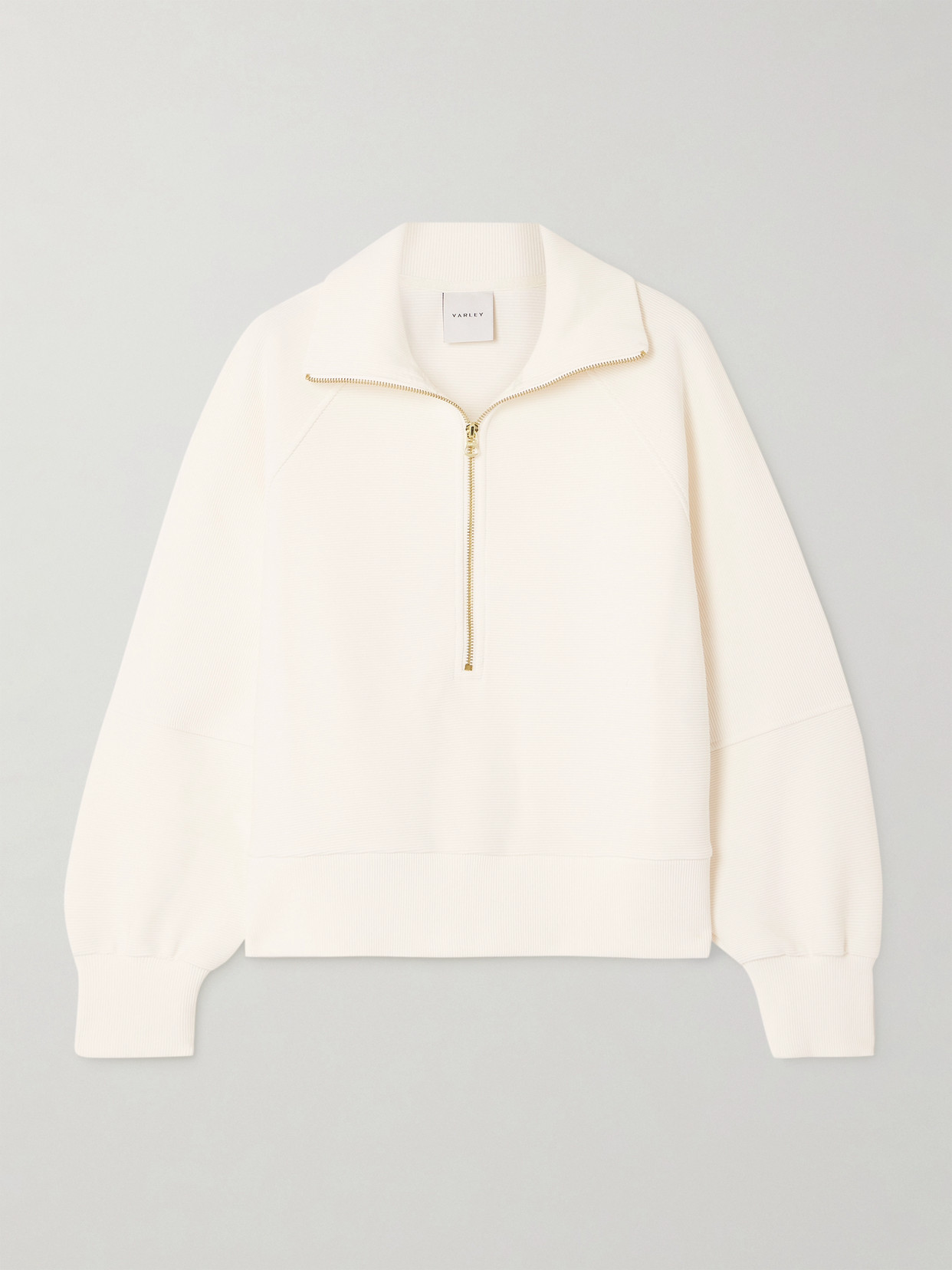 Varley Milano Ribbed Cotton-blend Jersey Sweatshirt In Ivory