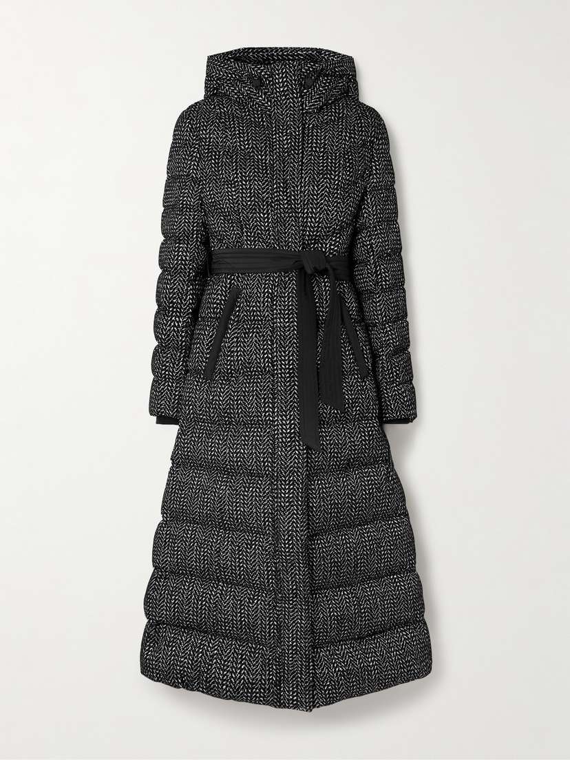 Mackage Calina-flp Hooded Belted Flocked Quilted Shell Down Coat