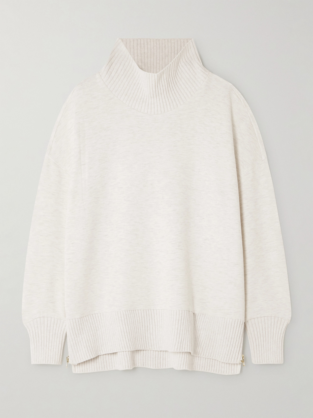 Varley - Barker Oversized Zip-detailed Cotton Turtleneck Sweater - Ivory