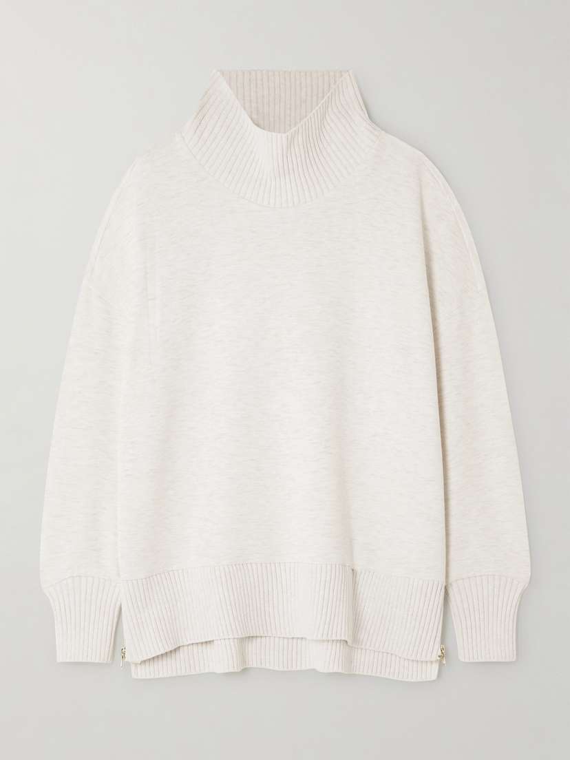 Varley Barker Oversized Zip-detailed Cotton Turtleneck Sweater