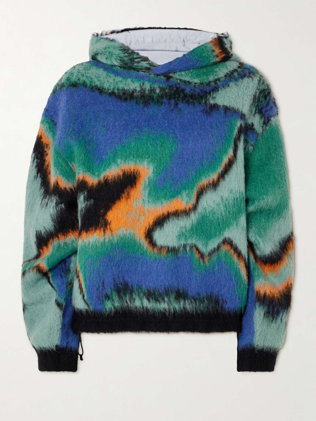 Aztech Mountain Off Piste Shell-trimmed Printed Fleece Hoodie In Blue