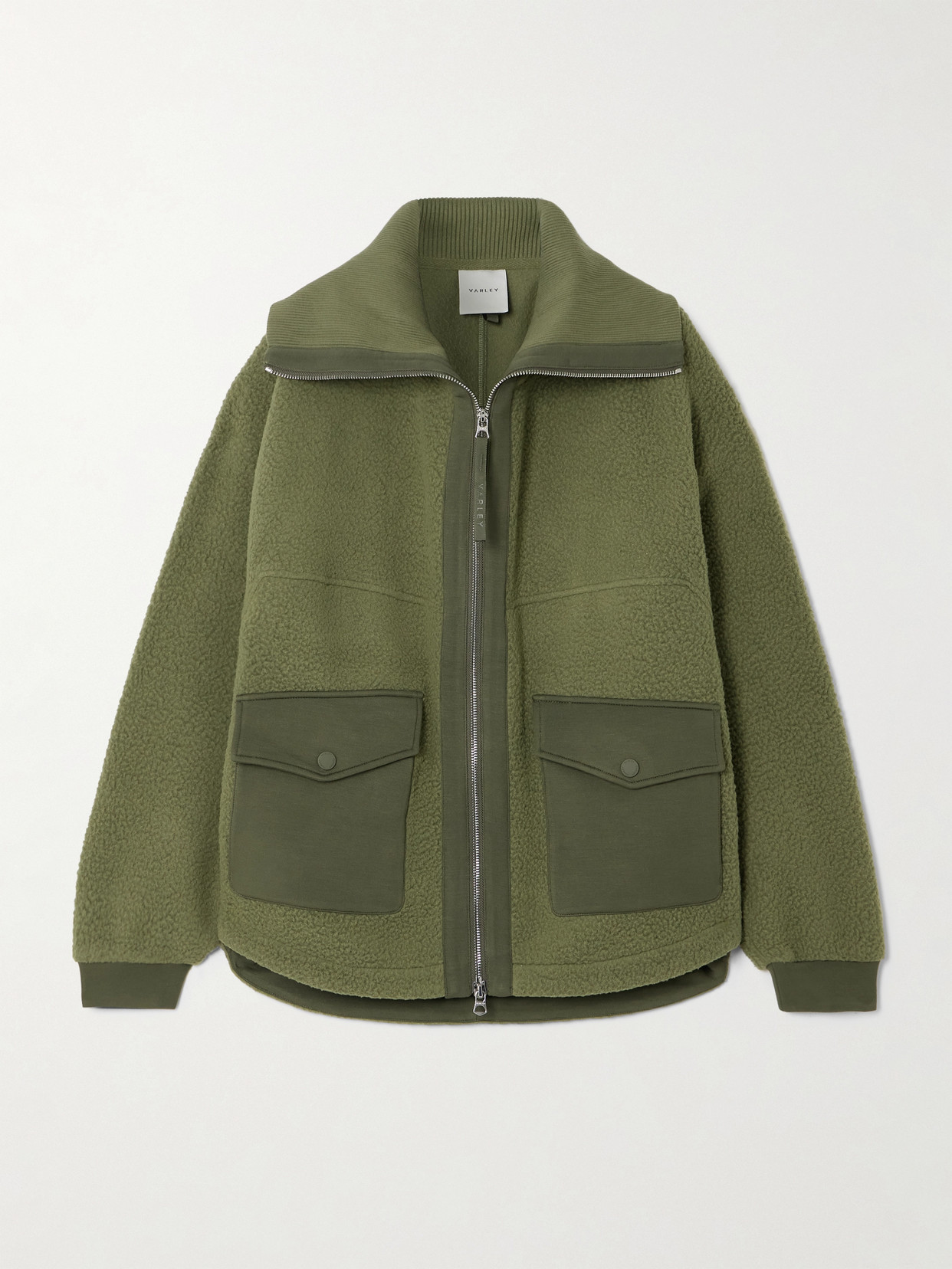 Varley - Eleanor Oversized Jersey-trimmed Recycled-fleece Jacket - Green