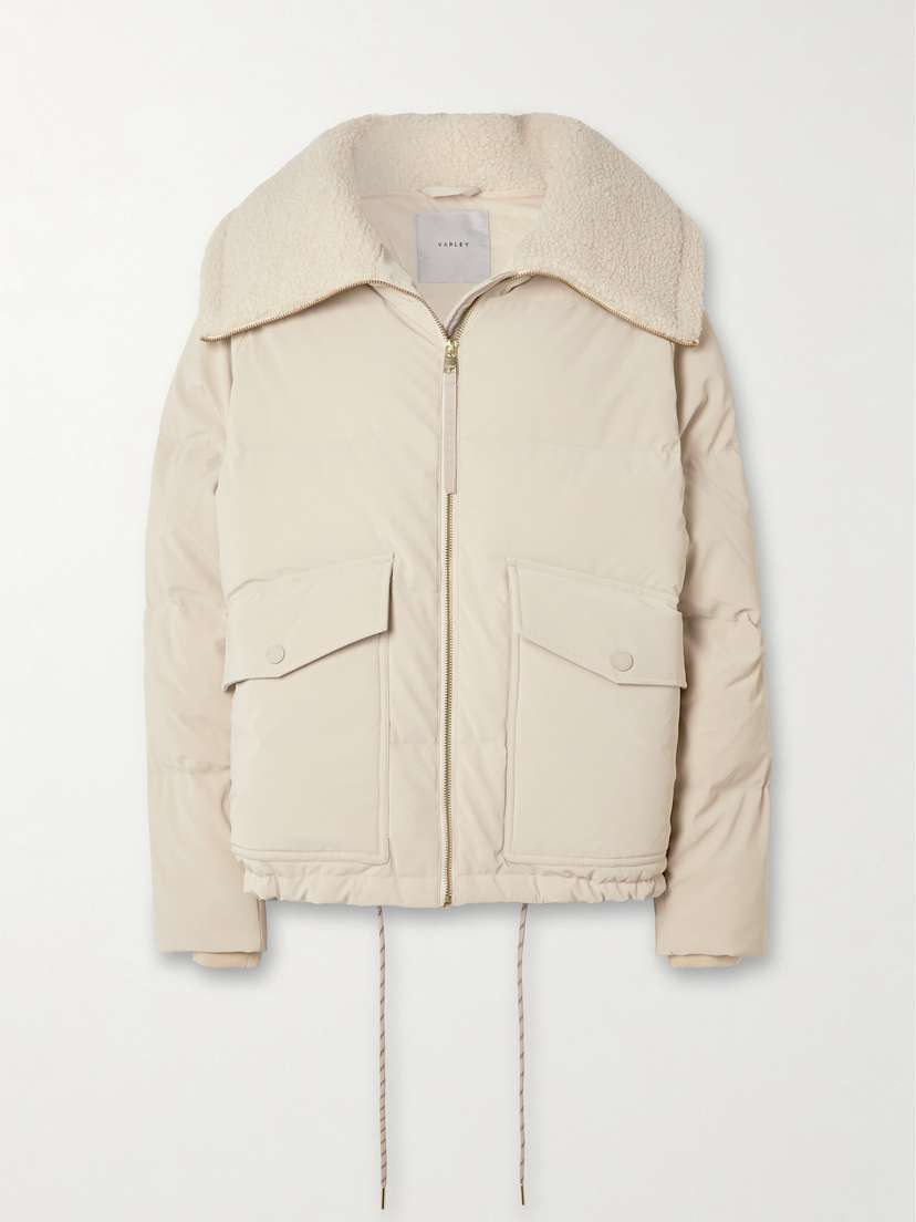 Varley Roseville Faux Shearling-trimmed Faux Nubuck Down Jacket