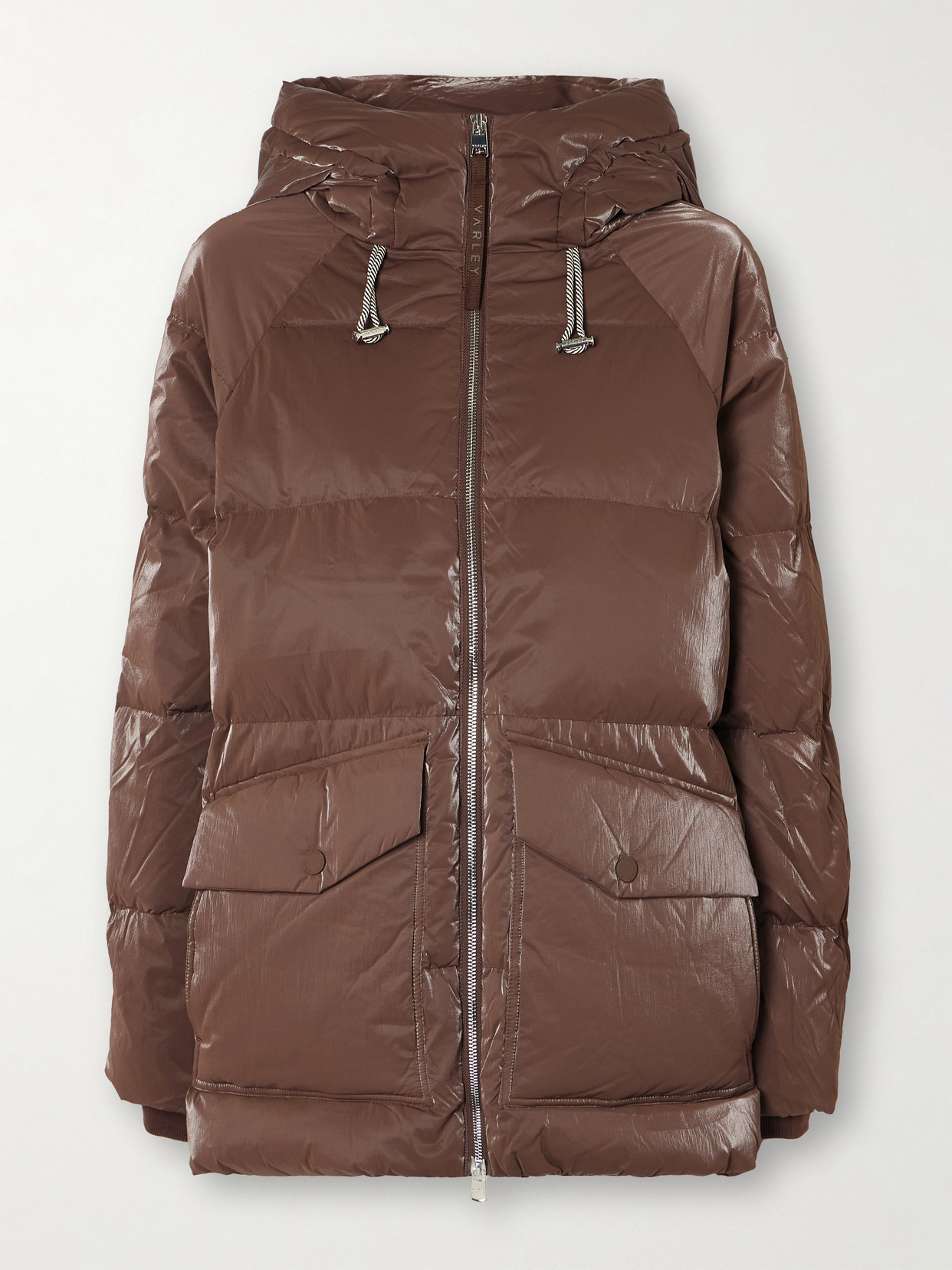 Varley Womens Fullerton Hooded Down-fill Ripstop Jacket French Roast In Brown