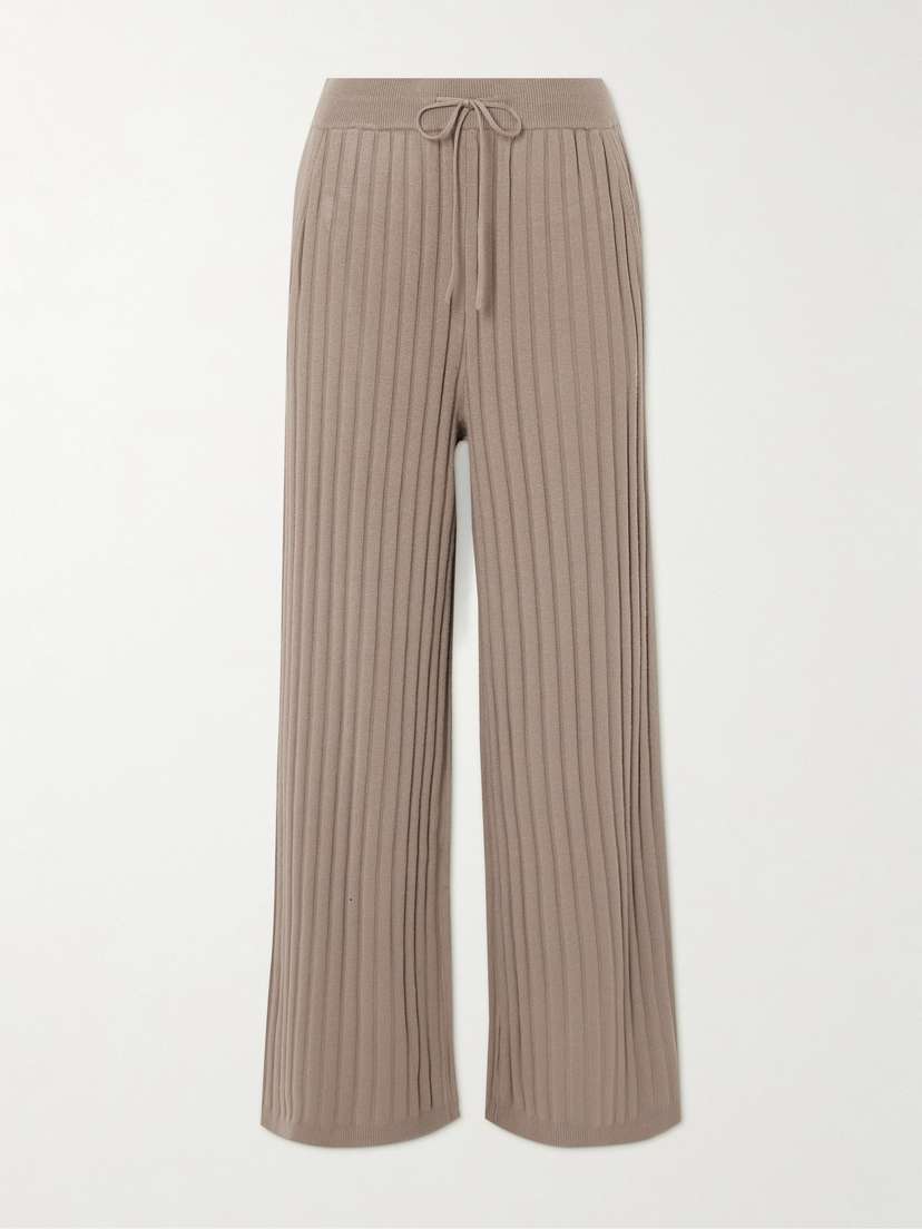 Varley Simeon Ribbed-knit Wide-leg Pants