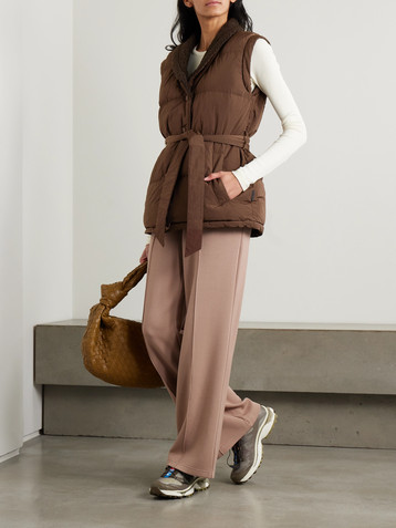 Varley lanville belted reversible bouclé and quilted shell vest