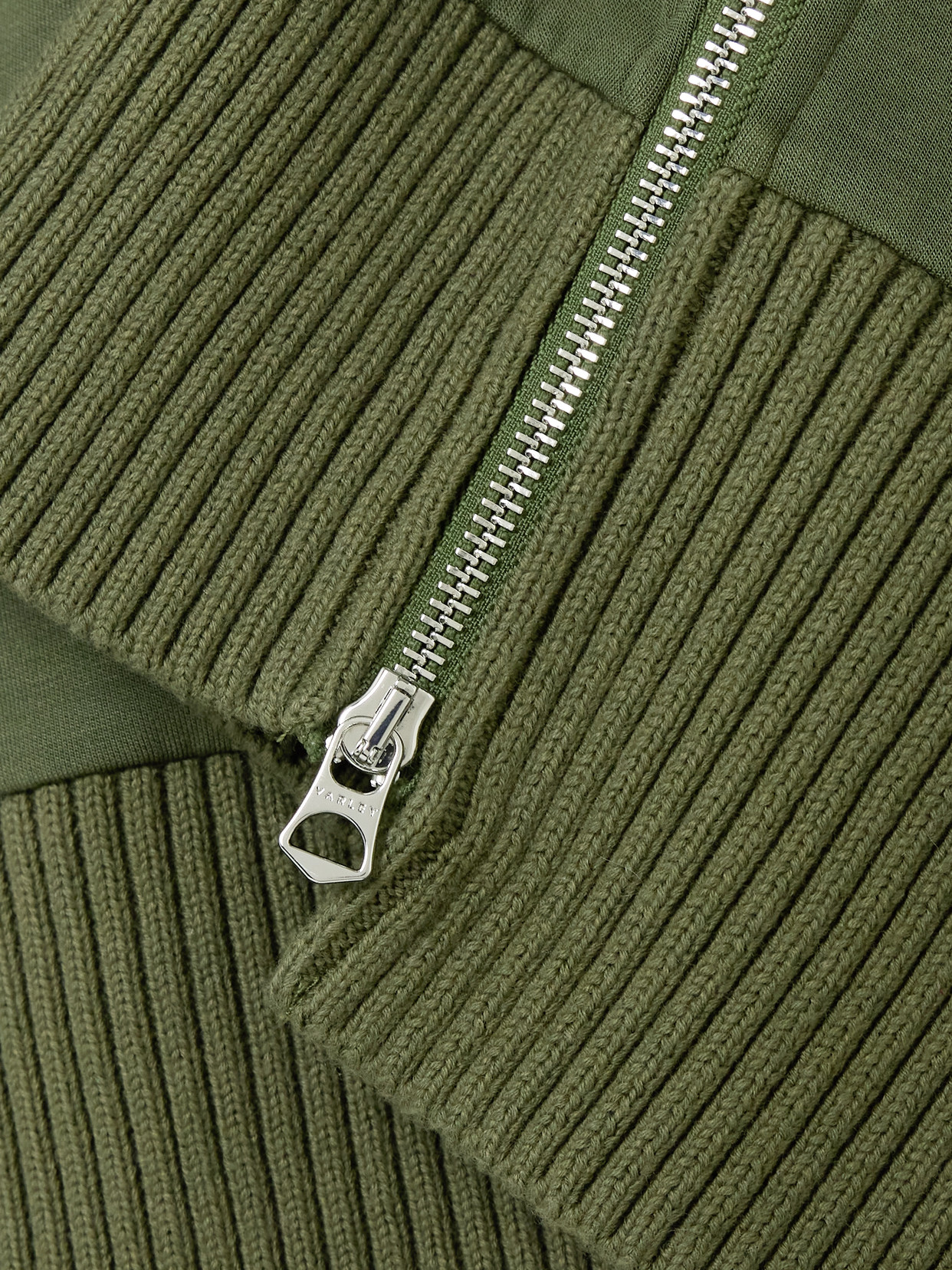 Varley Barker Oversized Zip-detailed Cotton Turtleneck Sweater In Green