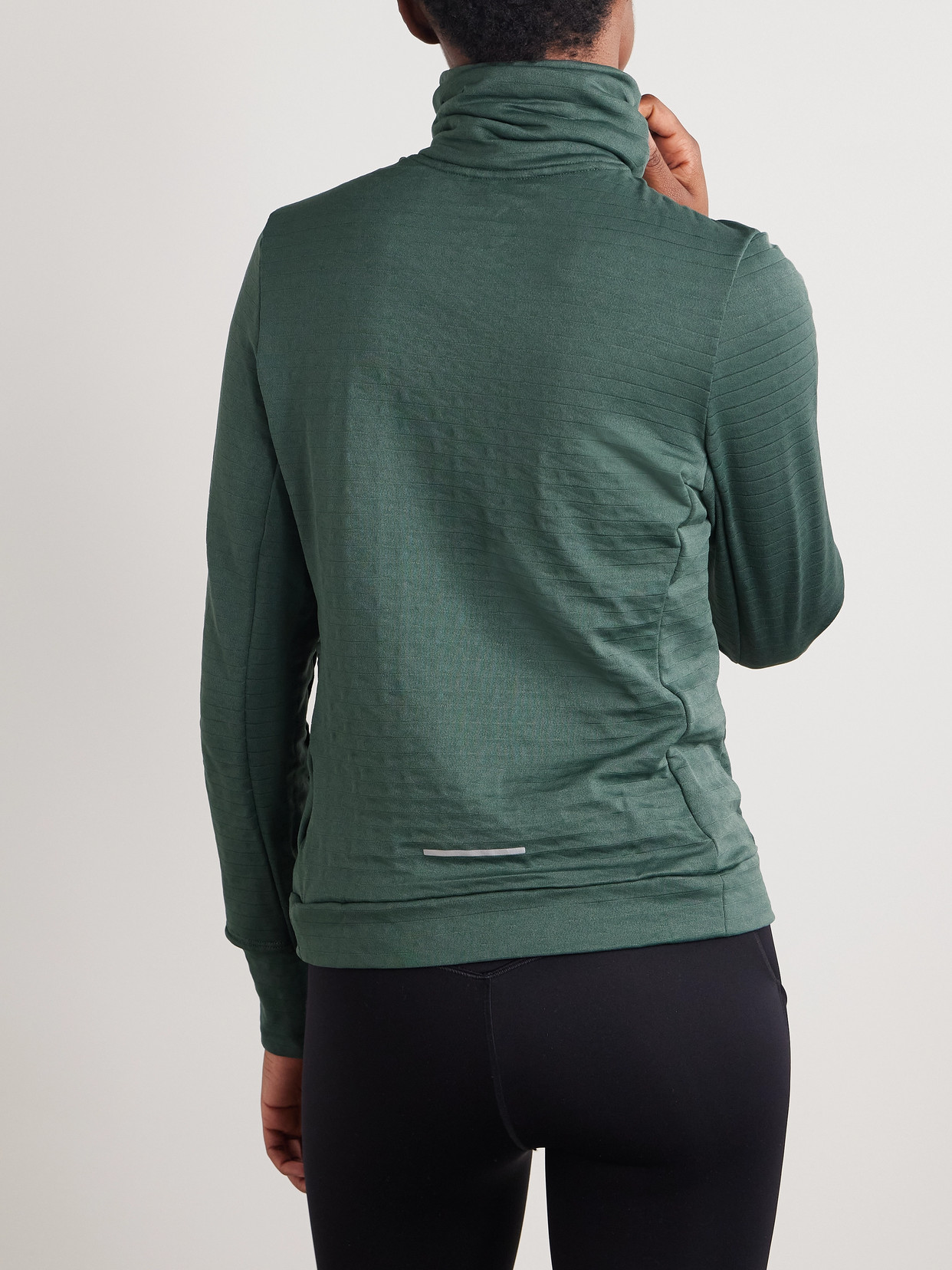 Nike Swift Element Ribbed Therma-fit Turtleneck Top In Green