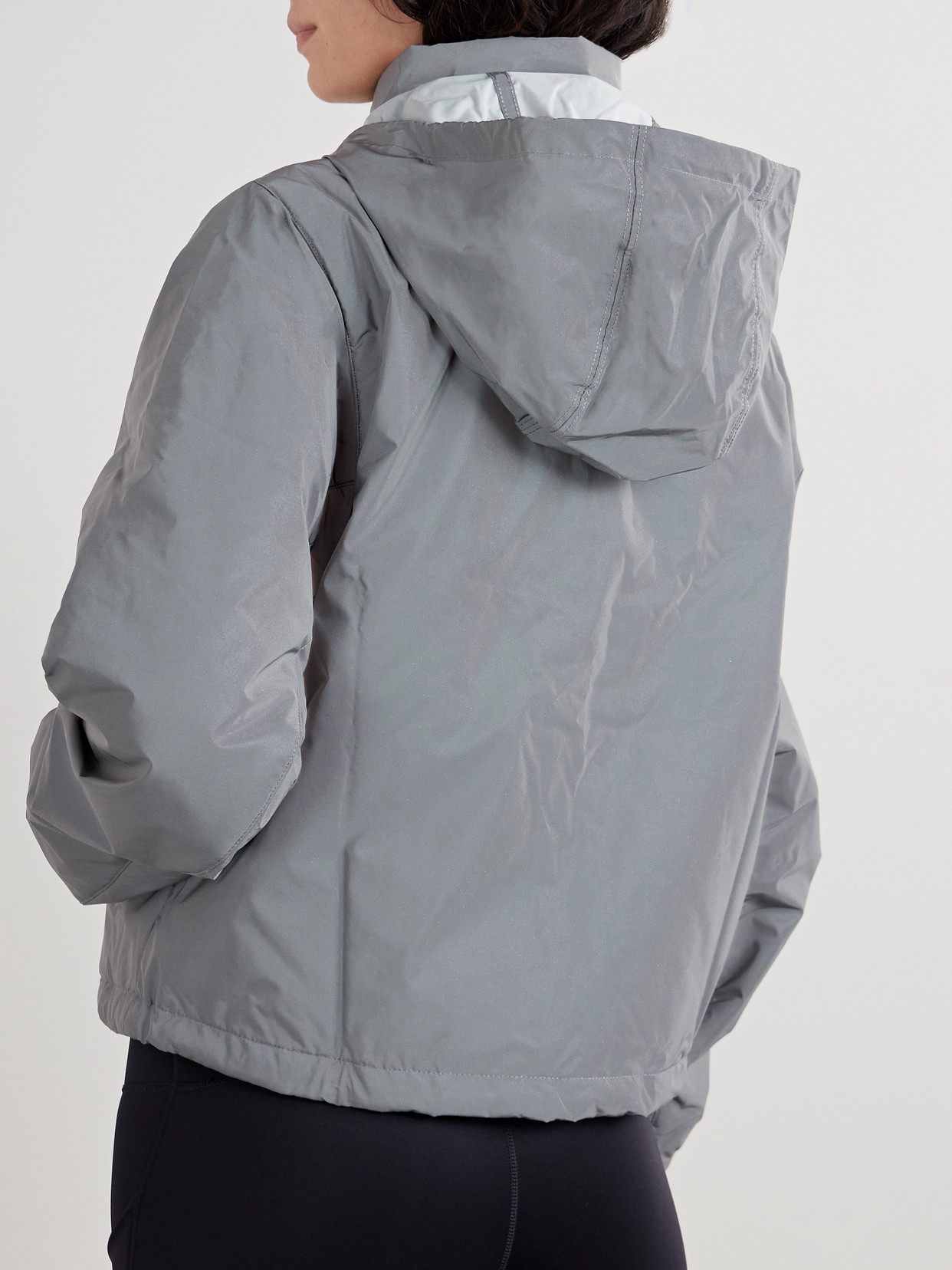 Nike Hooded Padded Coated Therma-fit Jacket In Silver