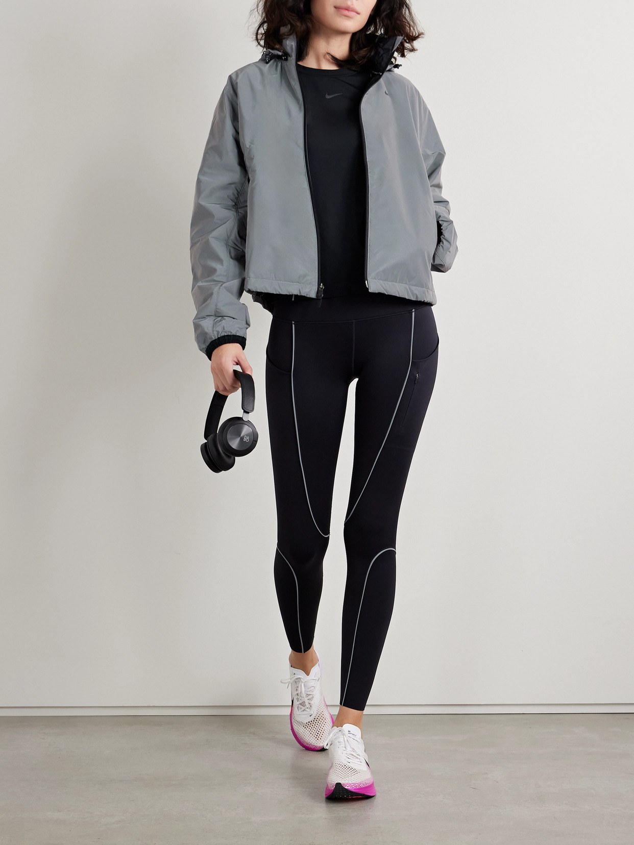 Nike Hooded Padded Coated Therma-fit Jacket In Silver