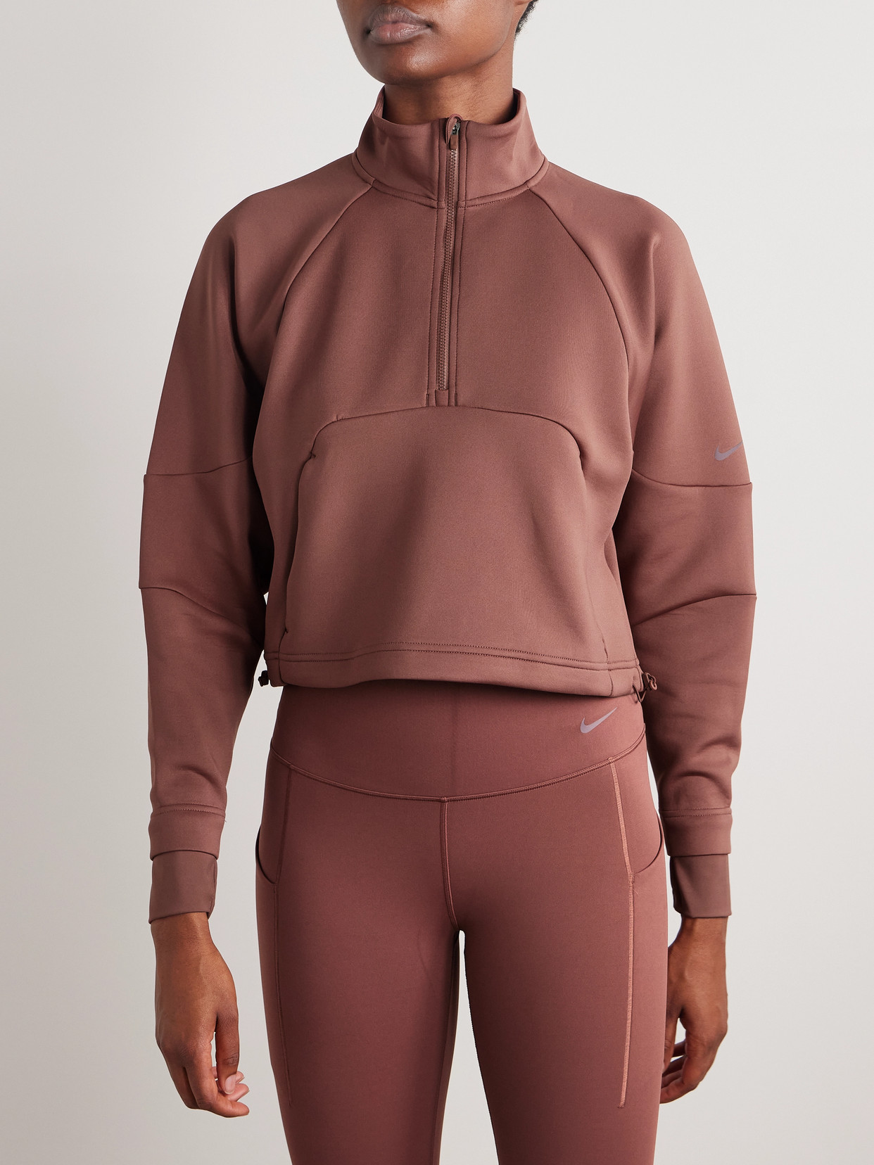 Nike Prima Cropped Dri-fit Half-zip Sweatshirt In Red