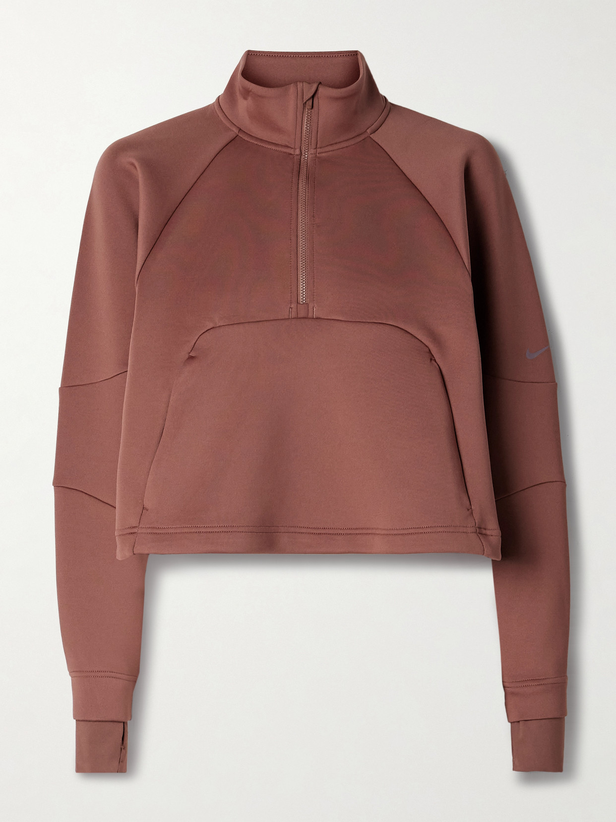 Nike Prima Cropped Dri-fit Half-zip Sweatshirt In Brown