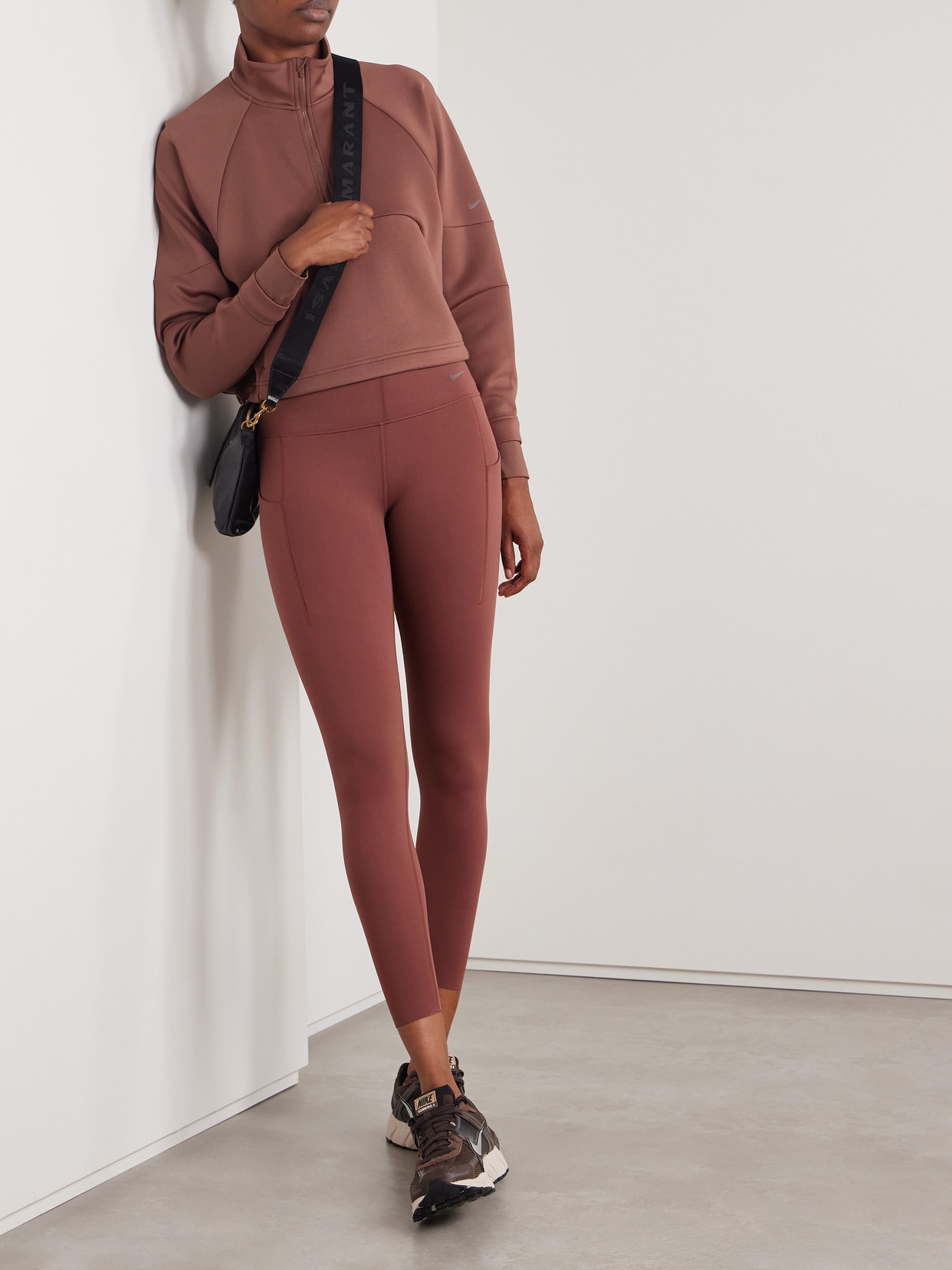 Nike Prima Cropped Dri-fit Half-zip Sweatshirt In Red