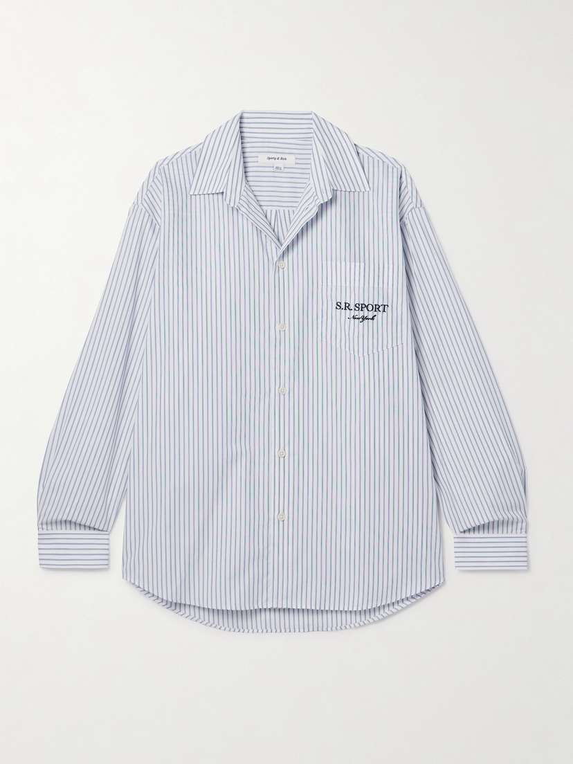 Sporty & Rich + Adidas Originals Embroidered Striped Cotton-poplin Shirt