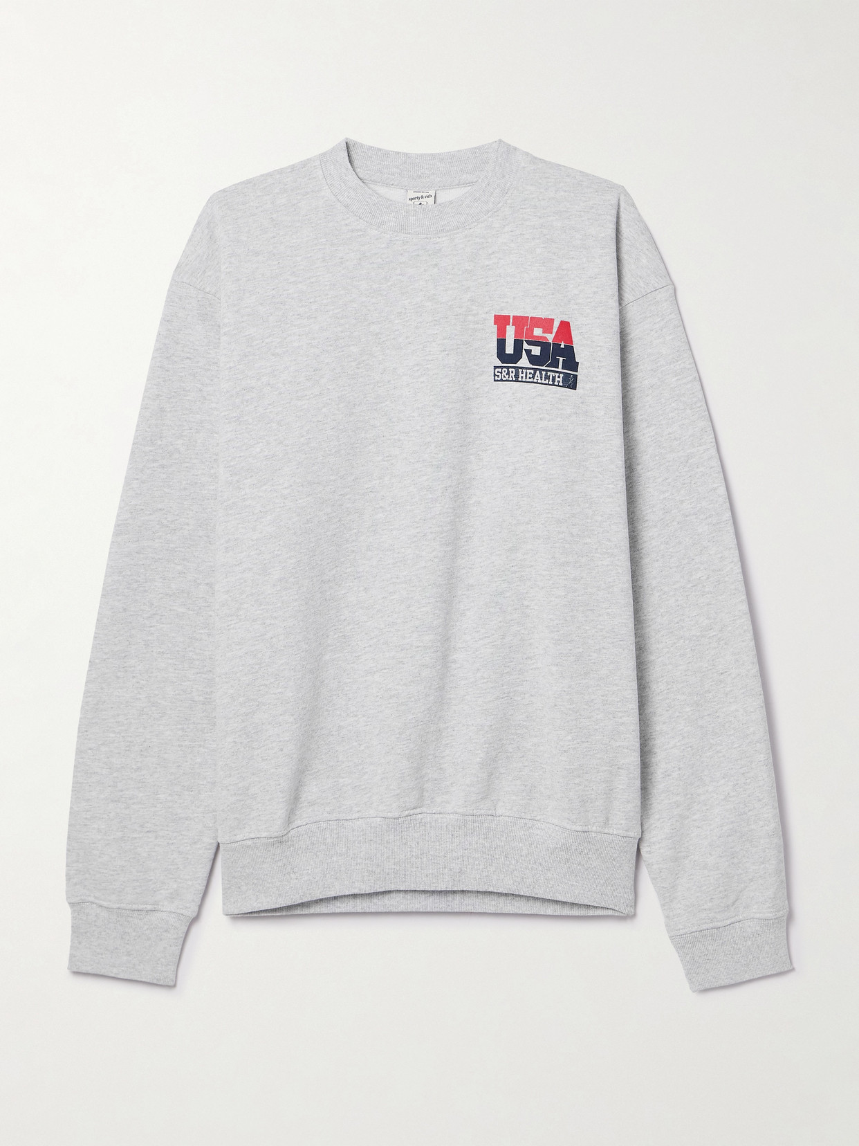 Sporty And Rich + Adidas Originals Printed Cotton-blend Jersey Sweatshirt In Gray