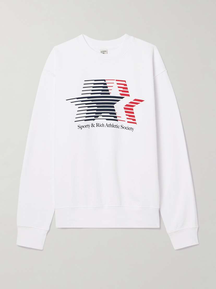 Sporty & Rich + Adidas Originals Printed Cotton-jersey Sweatshirt