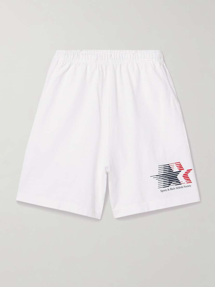 Sporty & Rich + Adidas Originals Printed Cotton-jersey Shorts