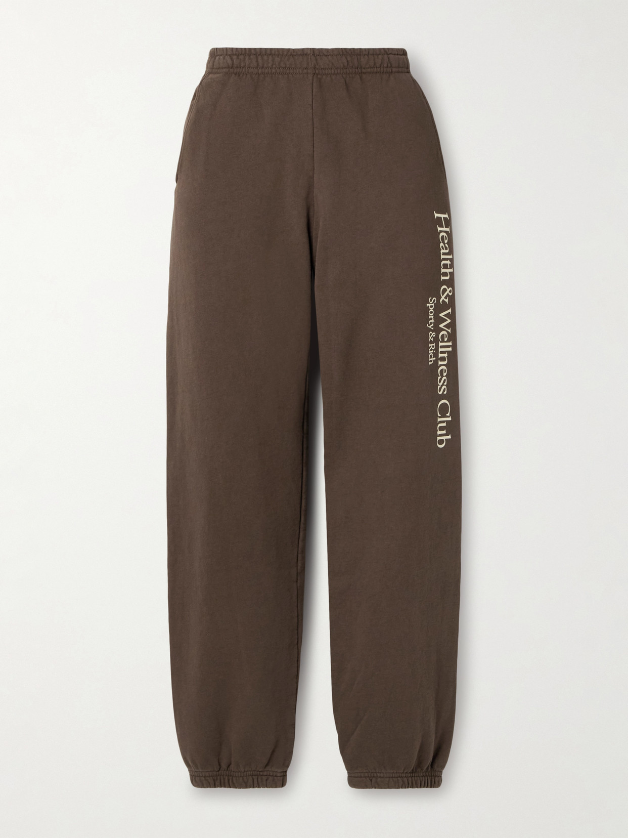 Sporty And Rich Printed Cotton-jersey Track Pants In Brown