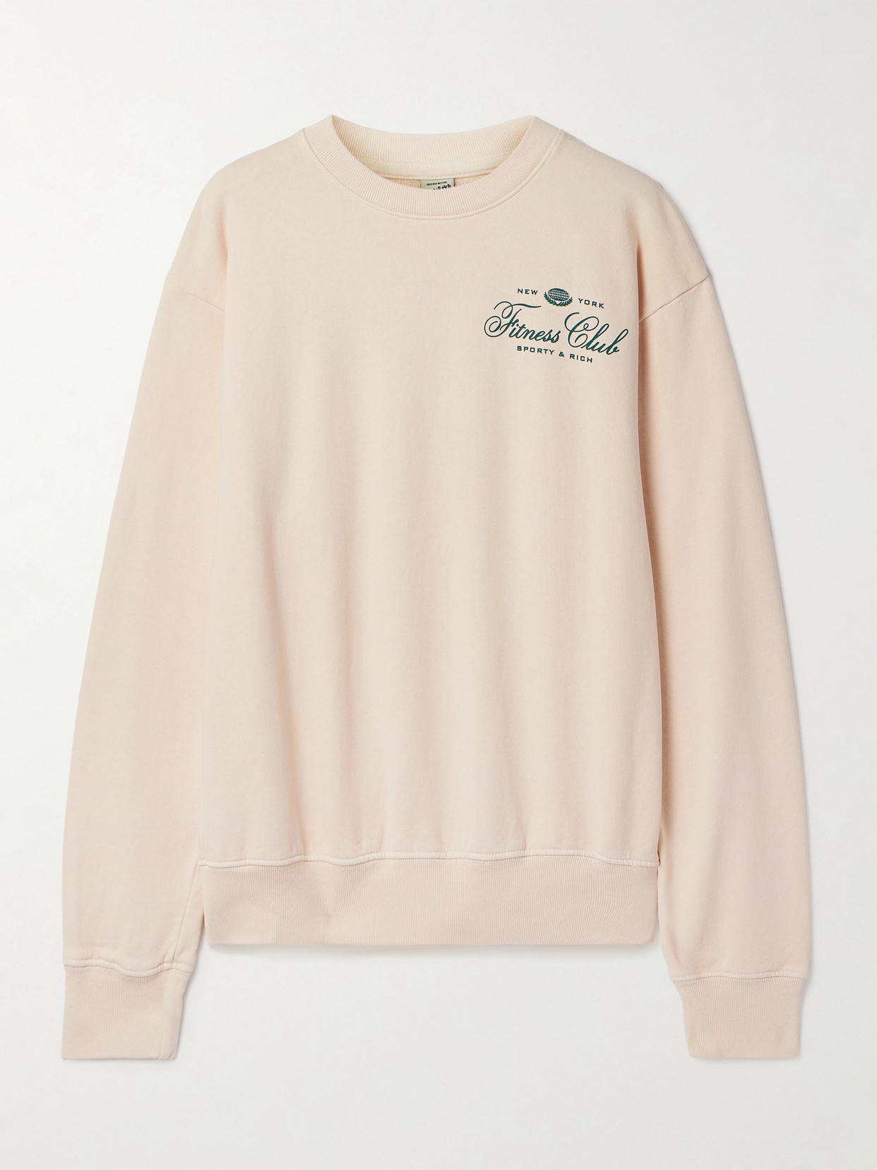 Sporty And Rich Fitness World Printed Cotton-jersey Sweatshirt In Cream