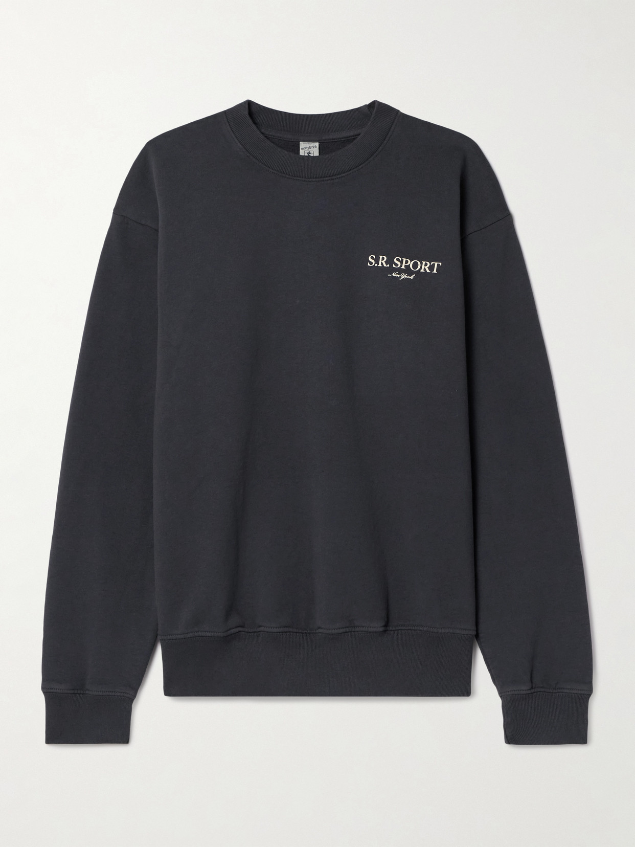 Sporty And Rich Printed Cotton-jersey Sweatshirt In Black