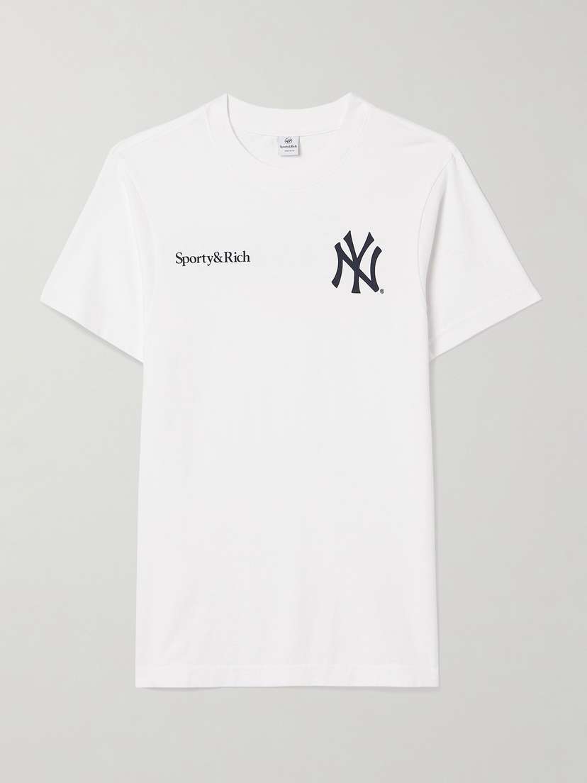 Sporty & Rich +'47 & The New York Yankees Champions Printed Cotton-jersey T-shirt