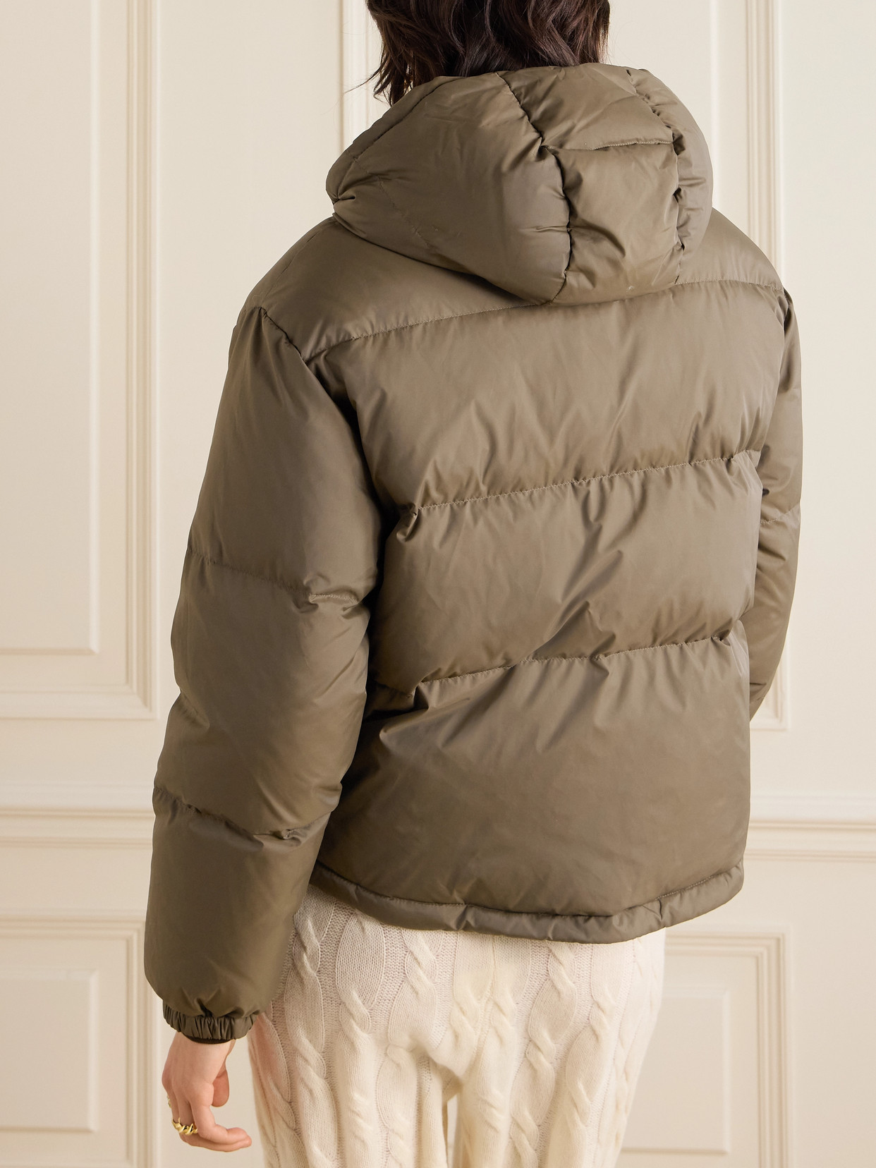 Sporty And Rich Equestrian Drop Logo-appliquéd Quilted Shell Hooded Down Jacket In Brown