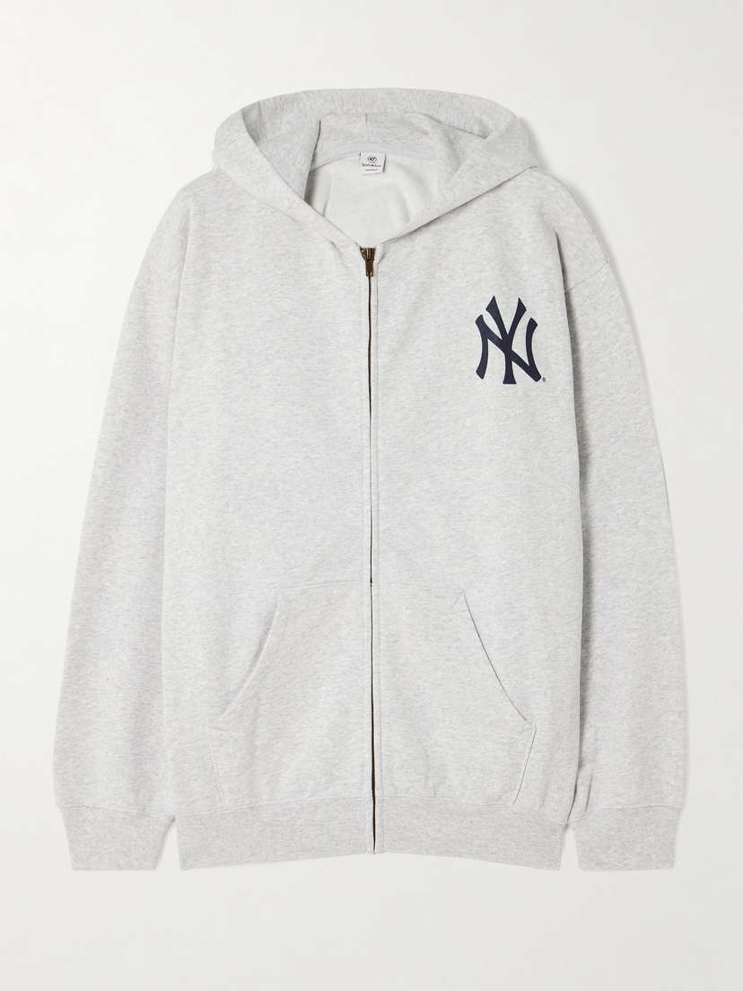 Sporty & Rich +'47 & The New York Yankees Printed Cotton-jersey Hoodie