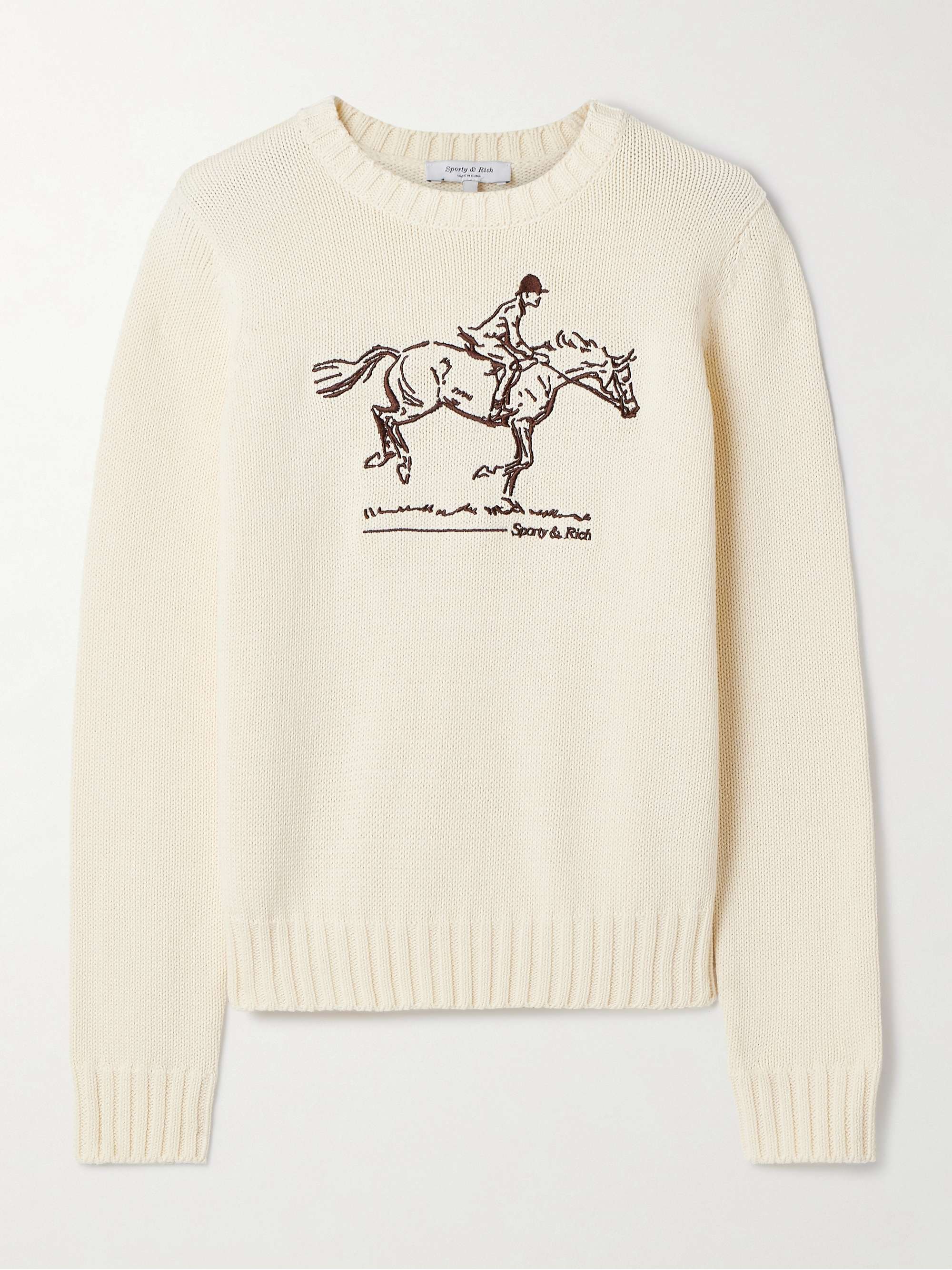 SPORTY RICH Ivylee embroidered cotton sweater NET A PORTER