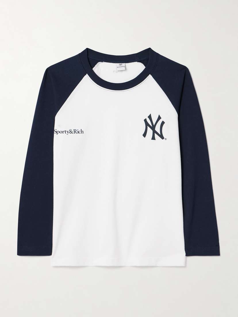Sporty & Rich +'47 & The New York Yankees Two-tone Printed Cotton-jersey T-shirt