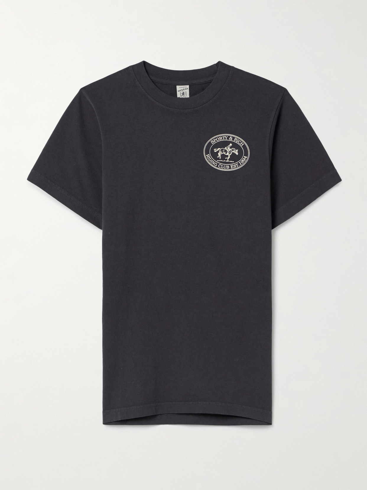 Sporty & Rich - Printed Cotton-jersey T-shirt - Black