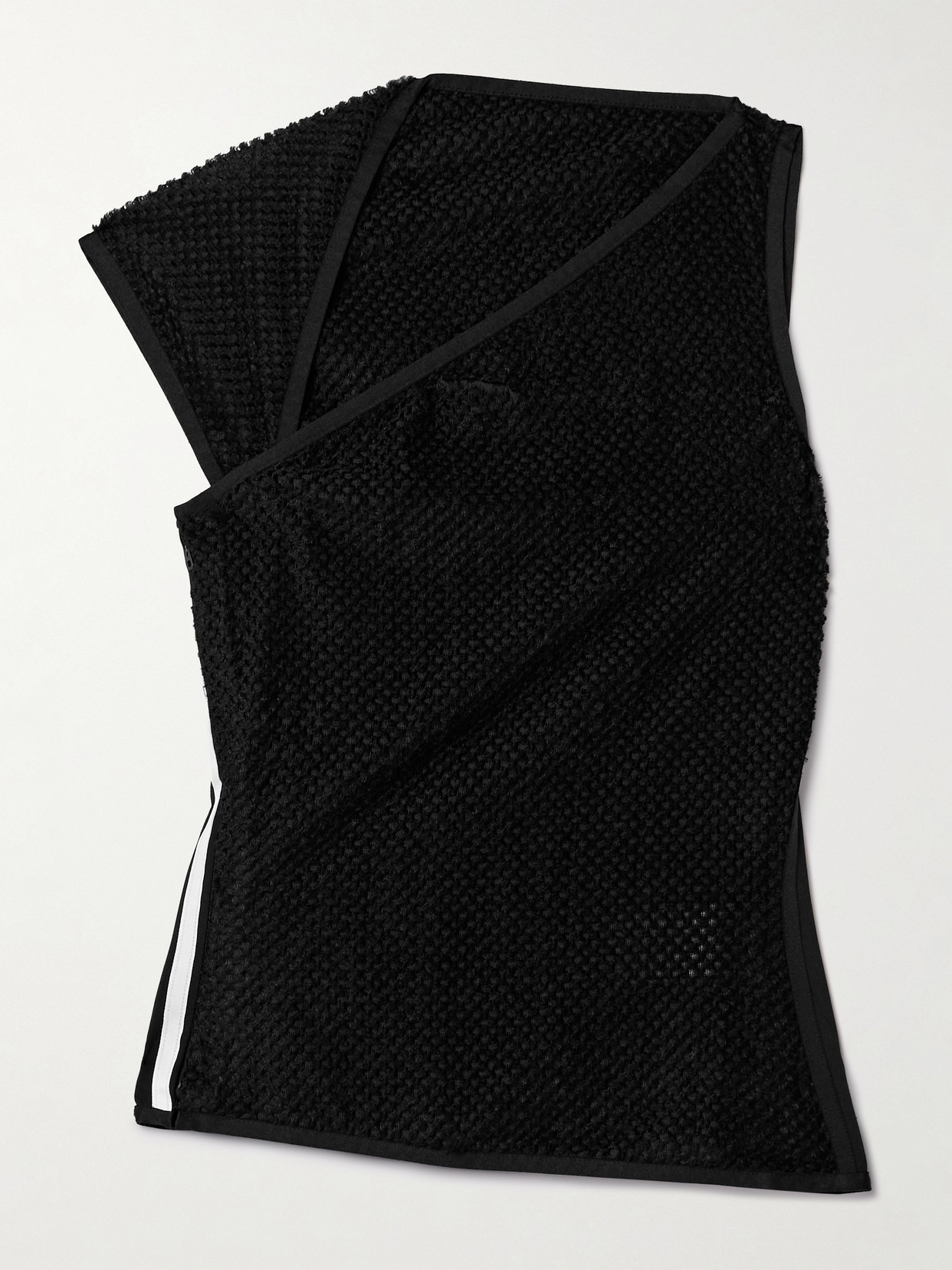 Adidas Originals + Y-3 Asymmetric Striped Stretch Jersey-trimmed Brushed Recycled-mesh Tank In Black
