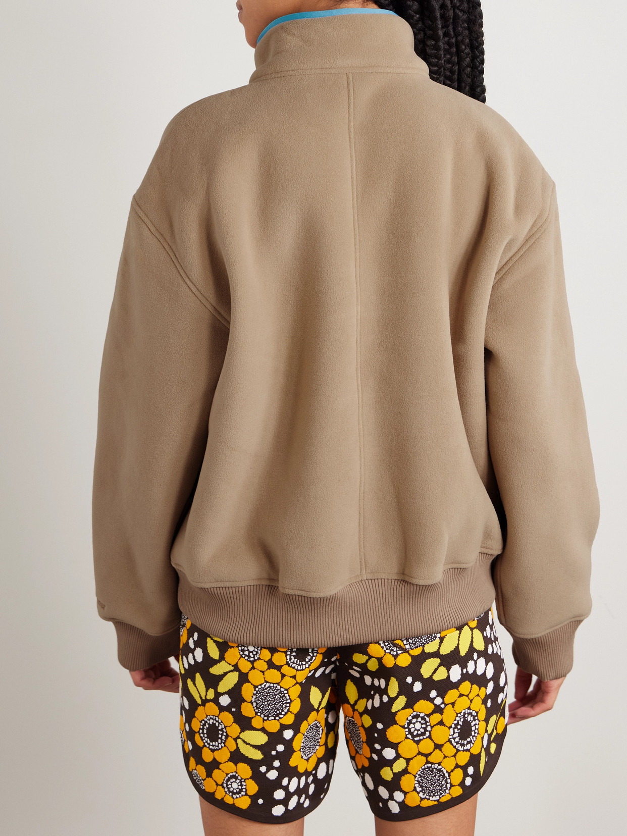 Adidas Originals + Wales Bonner Embroidered Two-tone Recycled-fleece Jacket In Brown