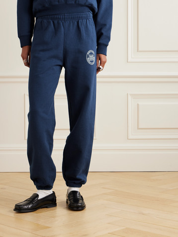 SPORTY & RICH Vendome Resort printed cotton-jersey tapered track pants