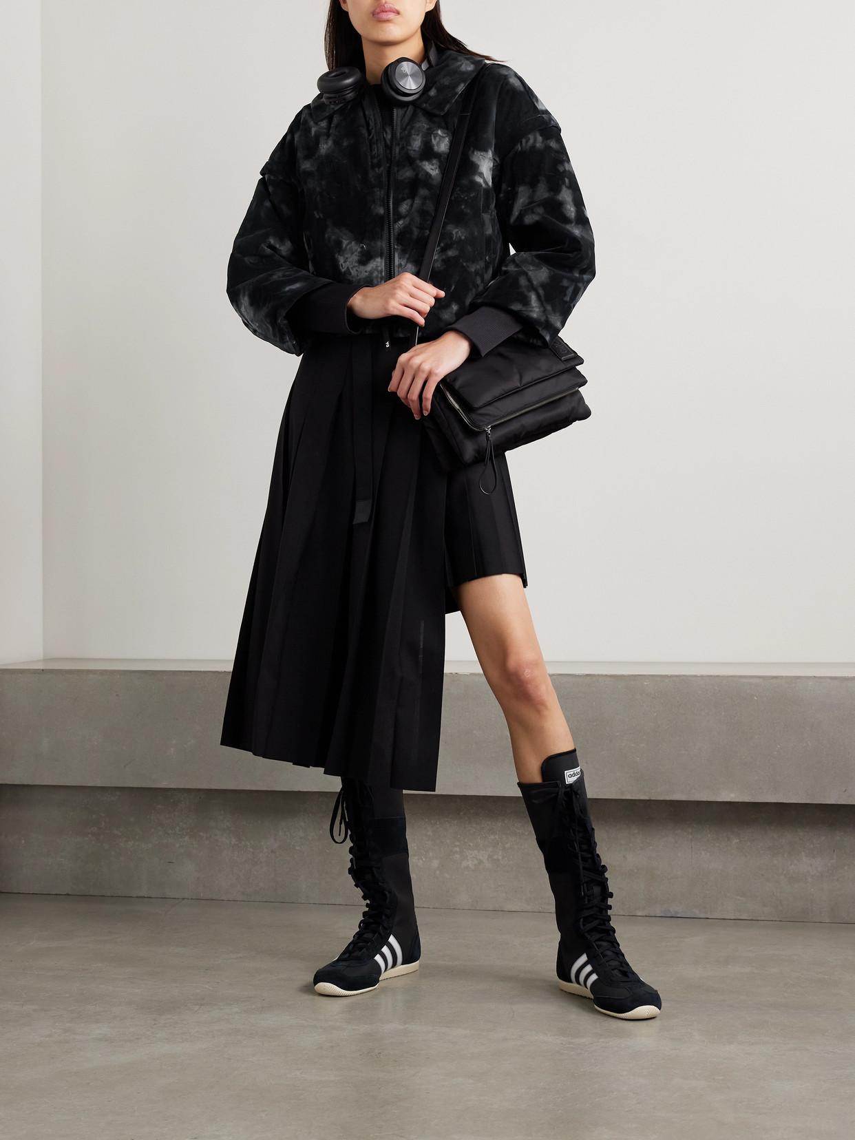 + Y-3 Cropped Padded Flocked Jacket
