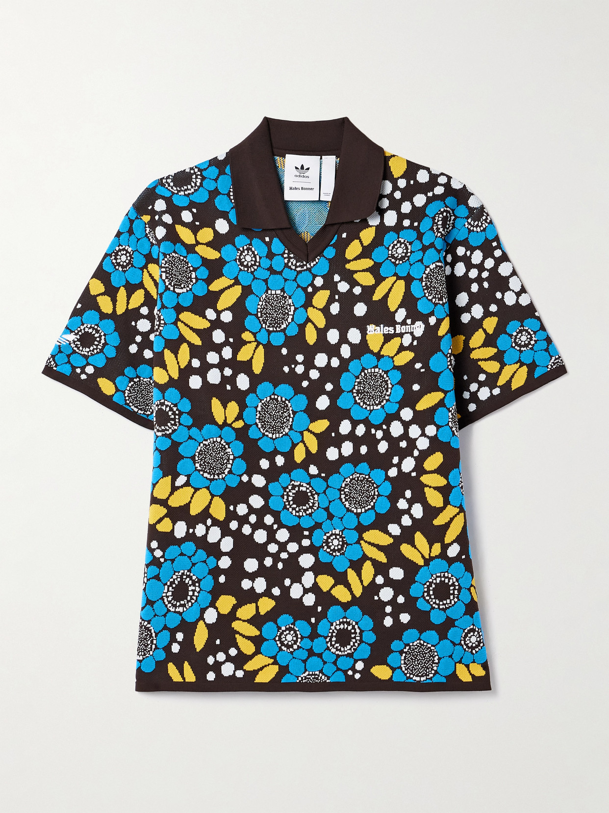 Adidas Originals + Wales Bonner Jacquard-knit Polo Shirt In Blue