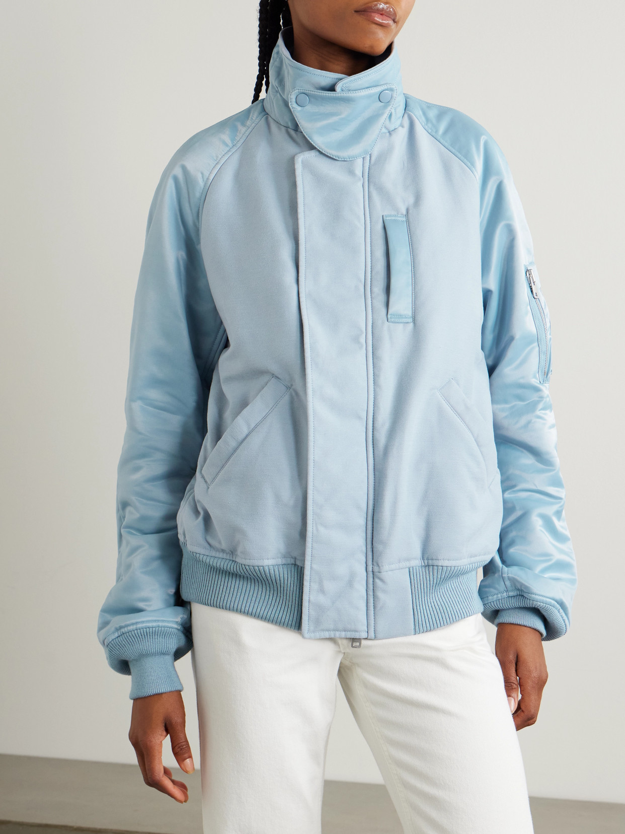 + Y-3 Sateen And Flannel Bomber Jacket