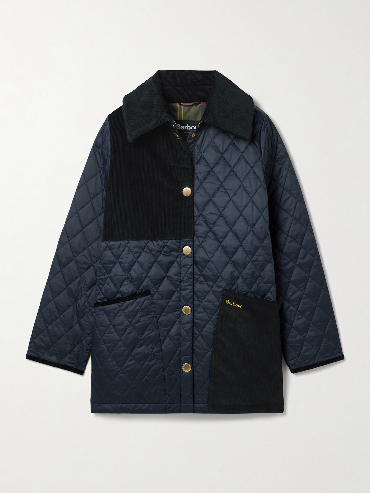 Barbour - Reeth Paneled Cotton-corduroy- Trimmed Quilted Padded Shell Jacket - Blue