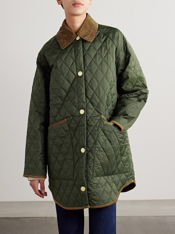 BARBOUR Liddesdale cotton corduroy-trimmed padded quilted shell jacket