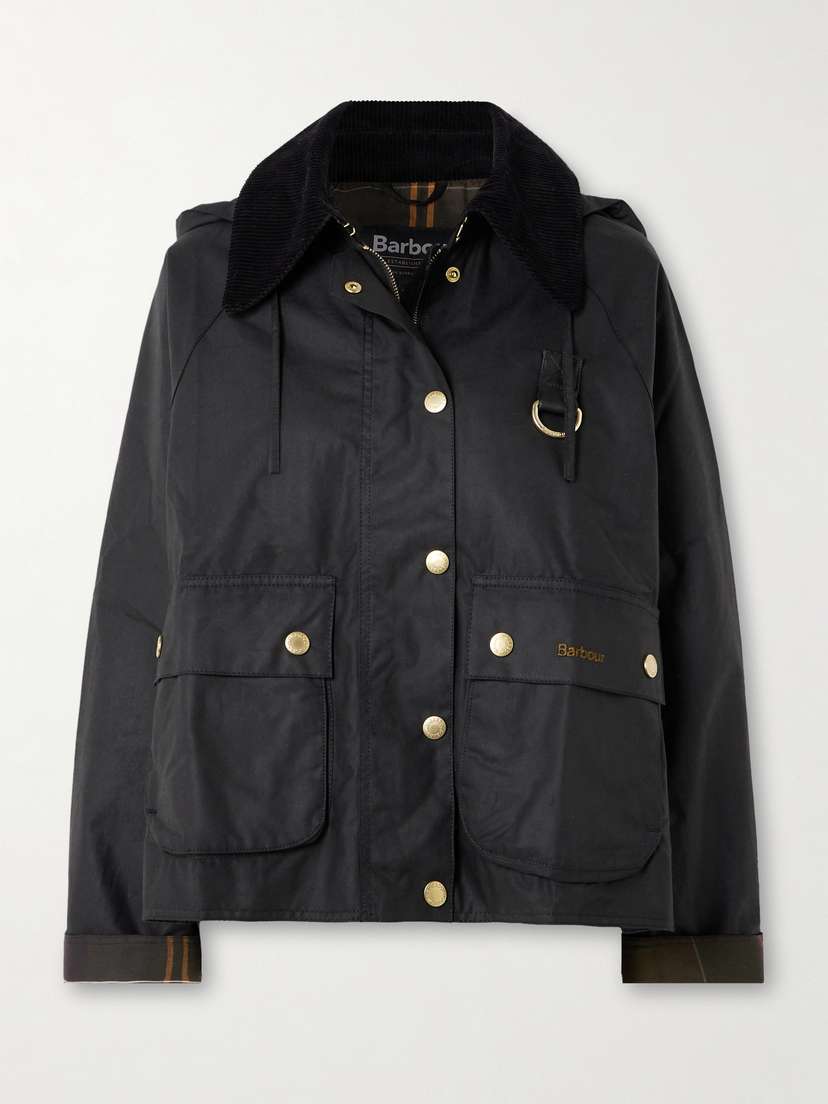 Barbour Reighton Corduroy-trimmed Waxed-cotton Jacket