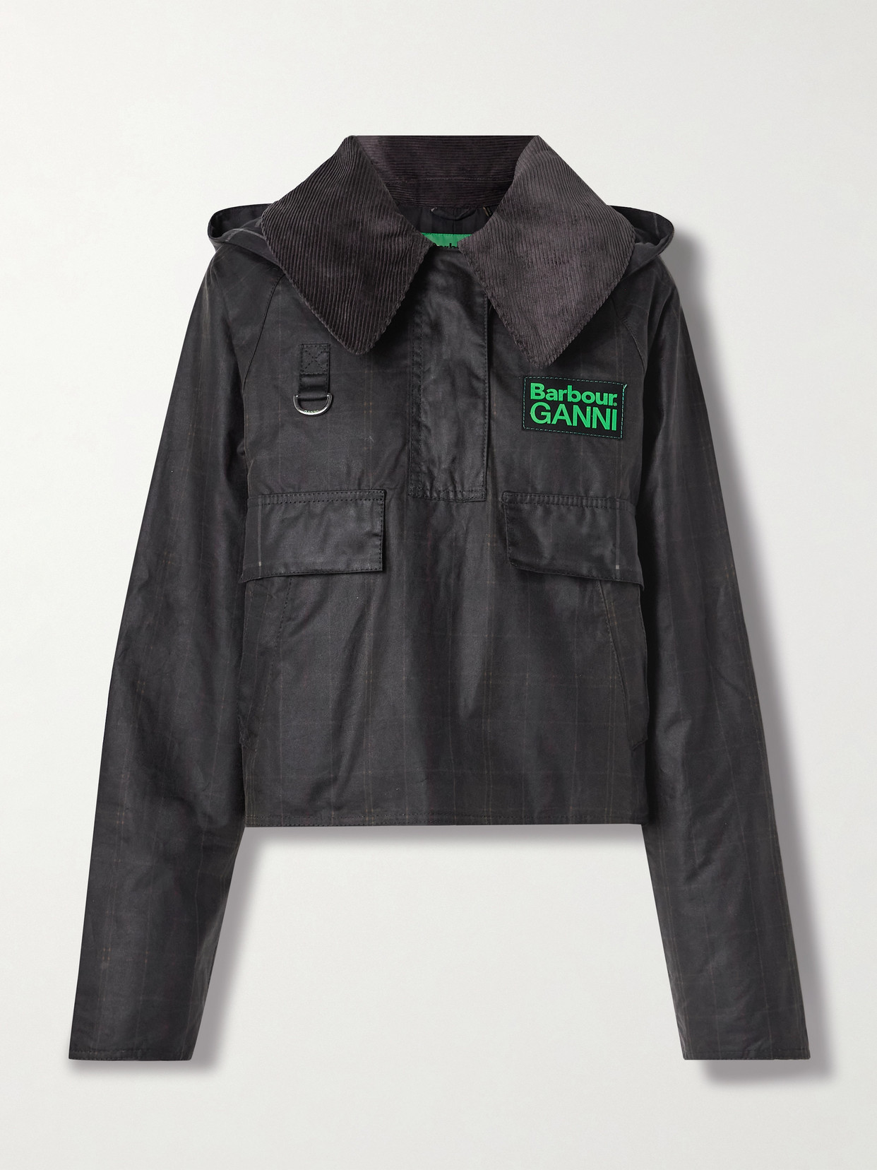 Barbour Ganni Wax Anorak Smock Jacket Classic Tartan In Green