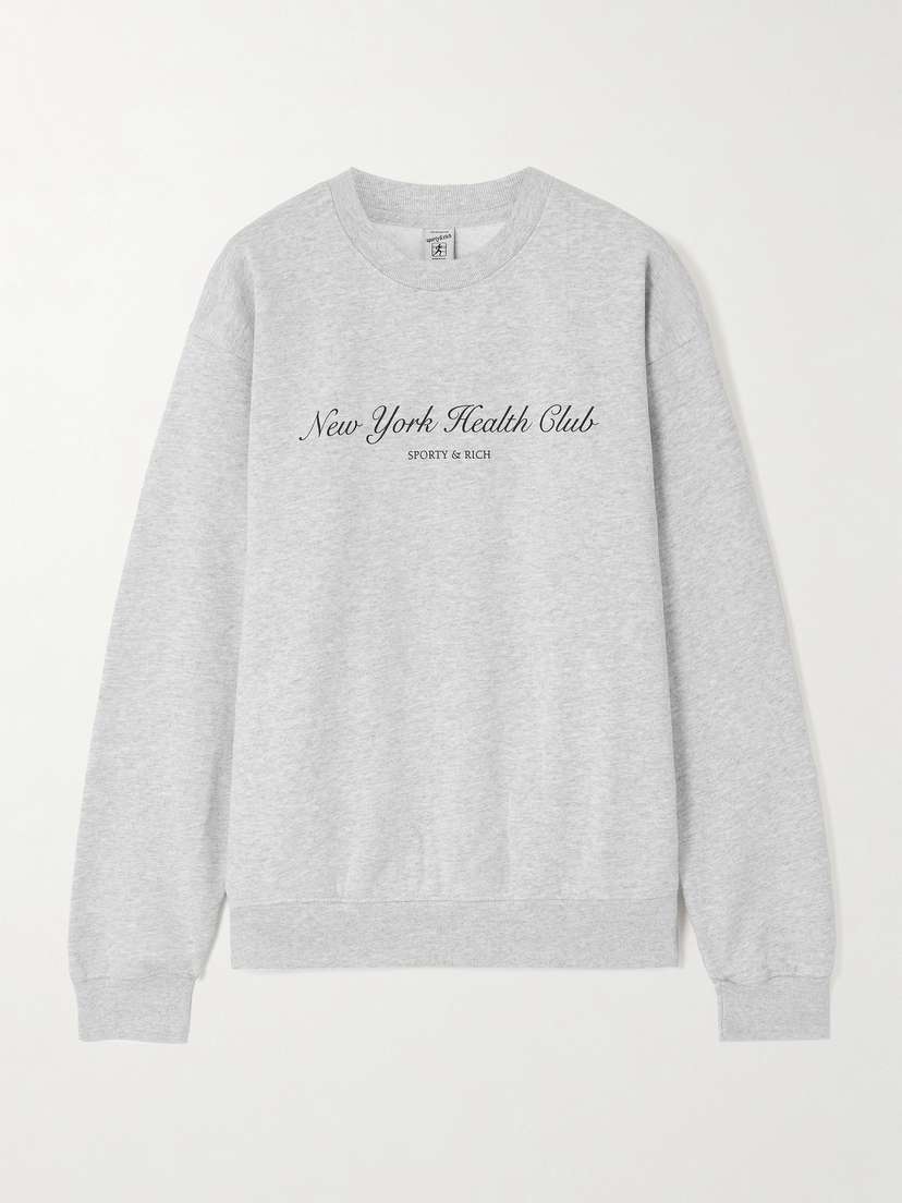 Sporty & Rich Ny Health Club Printed Cotton-blend Jersey Sweatshirt