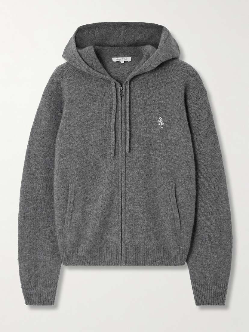 Sporty & Rich Ivy League Embroidered Cashmere And Wool-blend Hoodie - x large