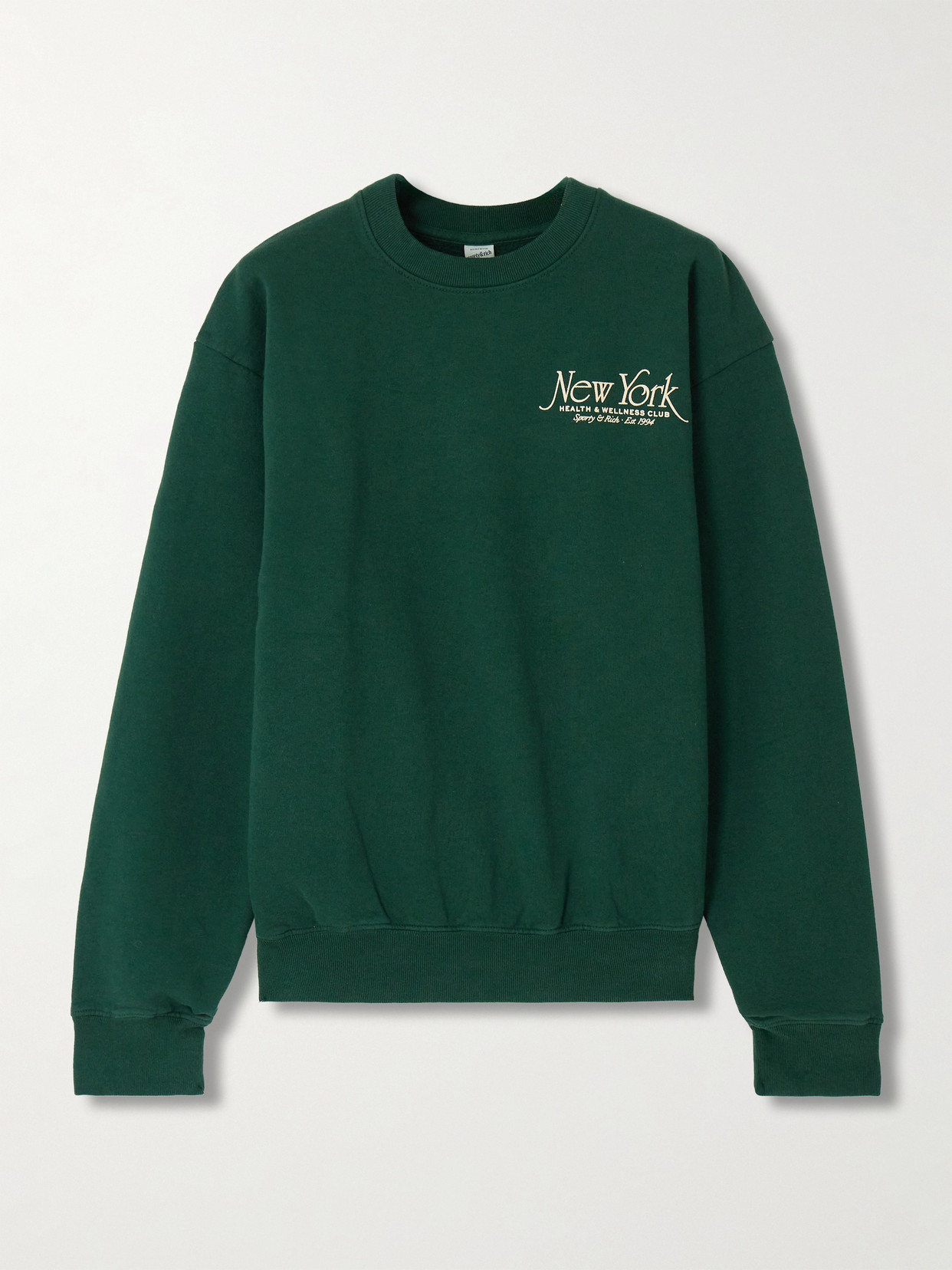 Sporty And Rich Ivy League Printed Cotton-jersey Sweatshirt In Green