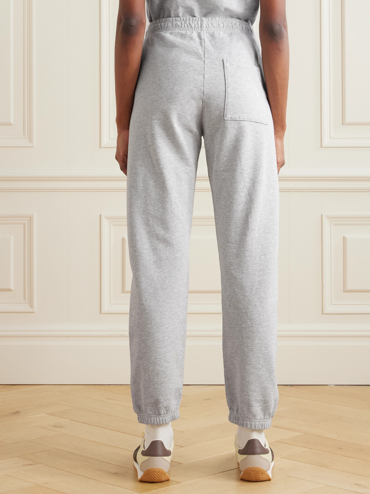 Sporty And Rich Ivy League Printed Cotton-blend Jersey Track Pants In Gray