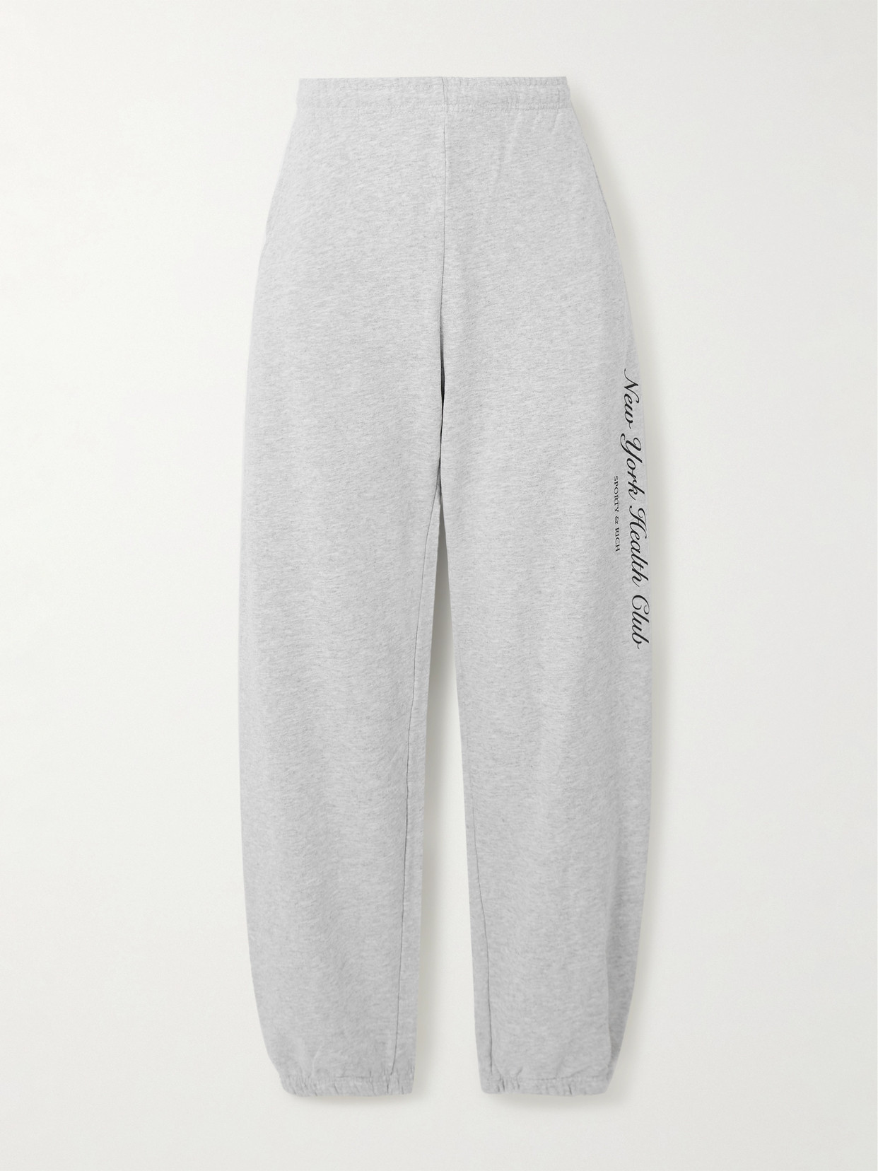 Sporty And Rich Ivy League Printed Cotton-blend Jersey Track Pants In Gray