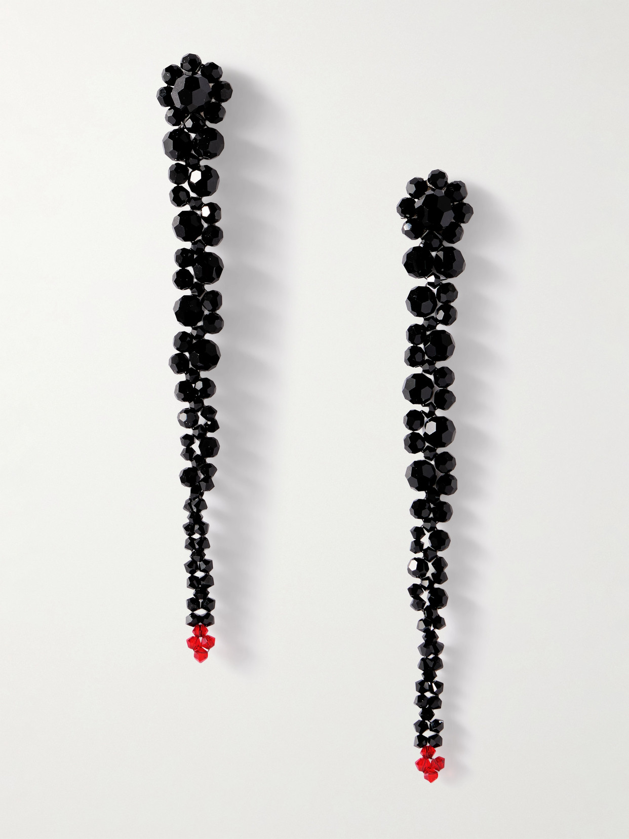 Simone Rocha Crystal Beaded Linear Drop Earrings In Gray