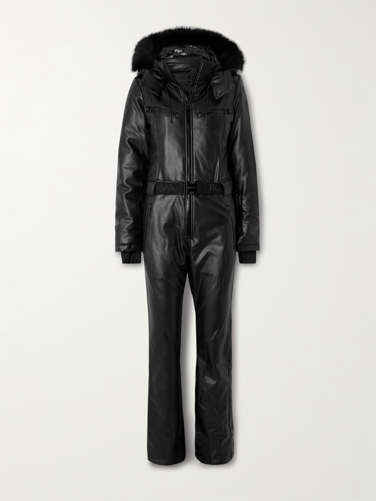 Rudsak Bianca Belted Vegan Hooded Ski Suit In Black