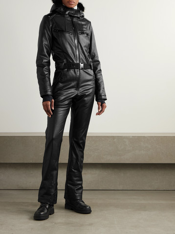 RUDSAK Bianca hooded belted vegan material ski suit