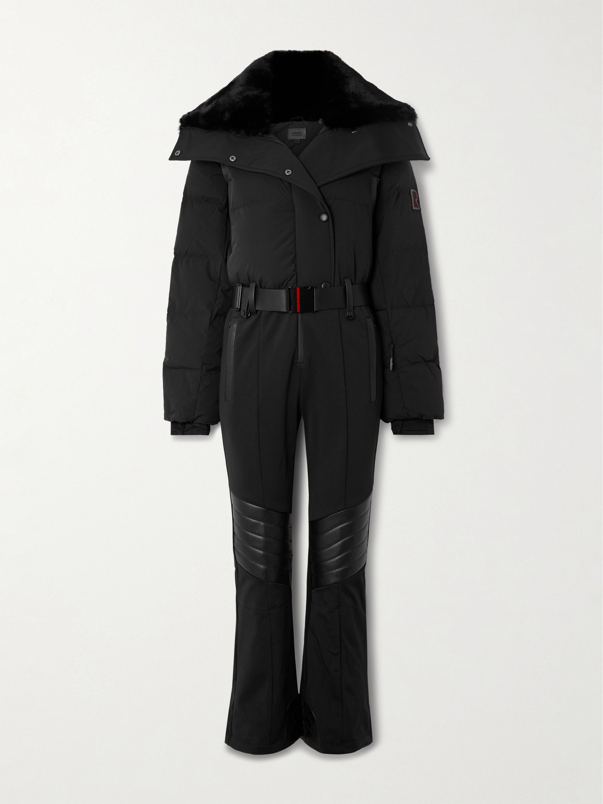 Rudsak Love Plush-trimmed Belted Quilted Shell Down Ski Suit In Black