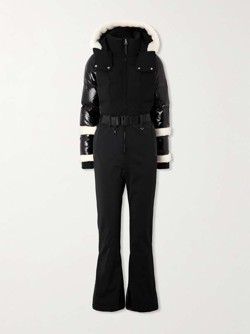 RUDSAK Carmen Belted Fleece-trimmed Quilted Shell Hooded Down Ski Suit